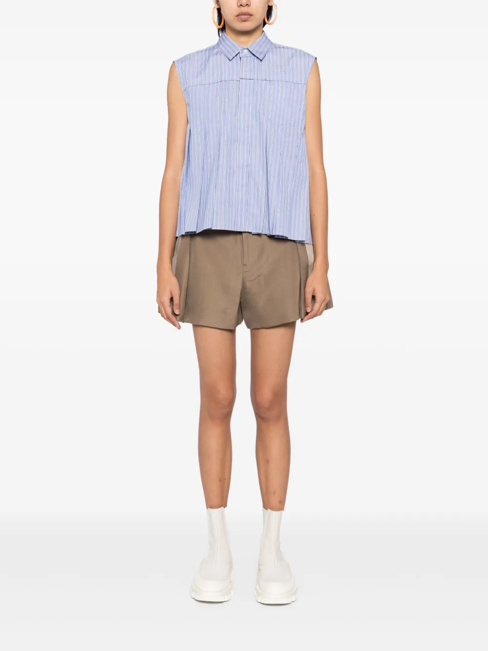 sacai Gestreepte shorts - Bruin