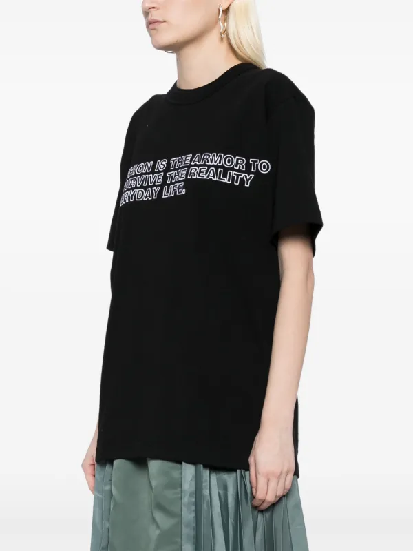 Sacai Bill Cunningham graphic-embroidery T-shirt | Black | FARFETCH JO