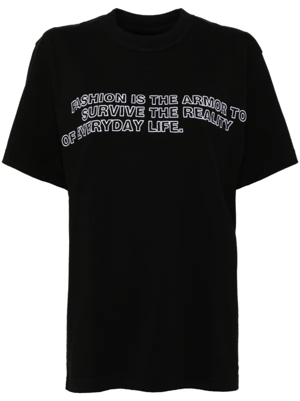 Sacai Bill Cunningham graphic-embroidery T-shirt | Black | FARFETCH JO
