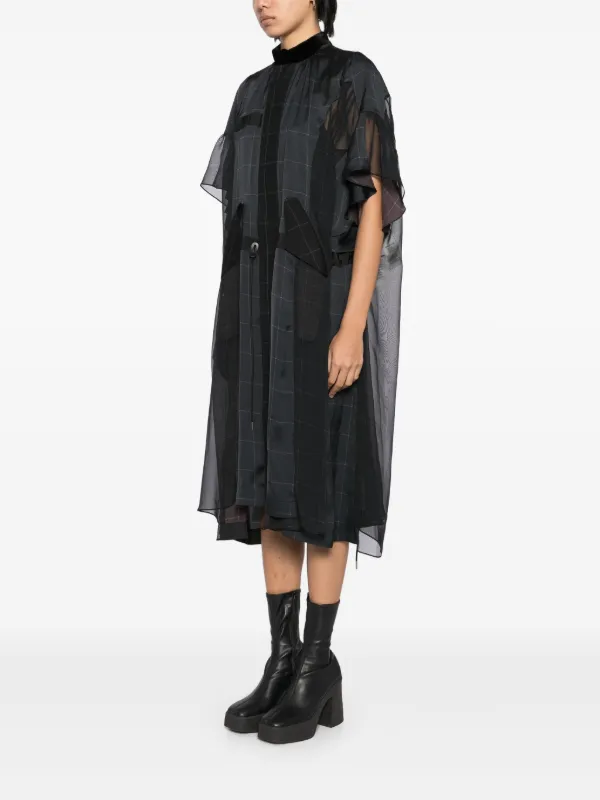 Sacai ウィンドウペン ドレス | ブラック | FARFETCH JP