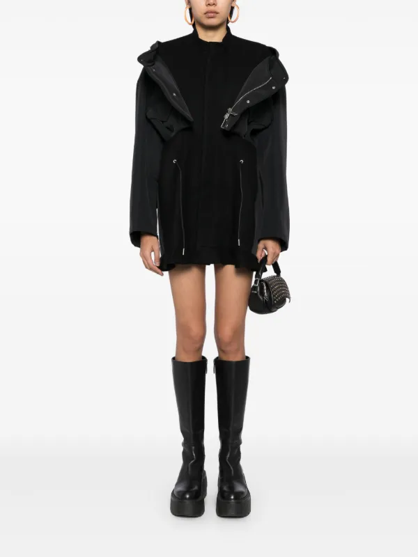 Sacai Grosgrain Bonding x Wool Melton Dress | Black
