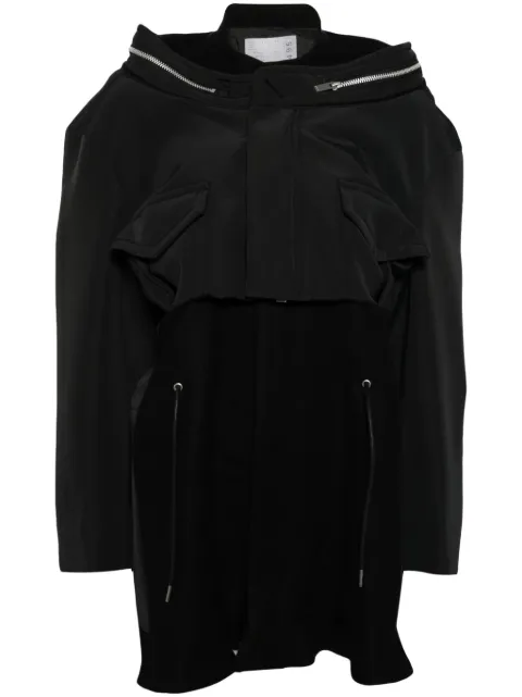 sacai grosgrain bonding x wool melton dress