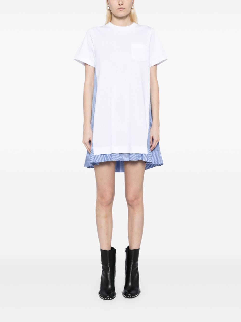 Sacai Cotton Poplin x Cotton Jersey dress - Wit