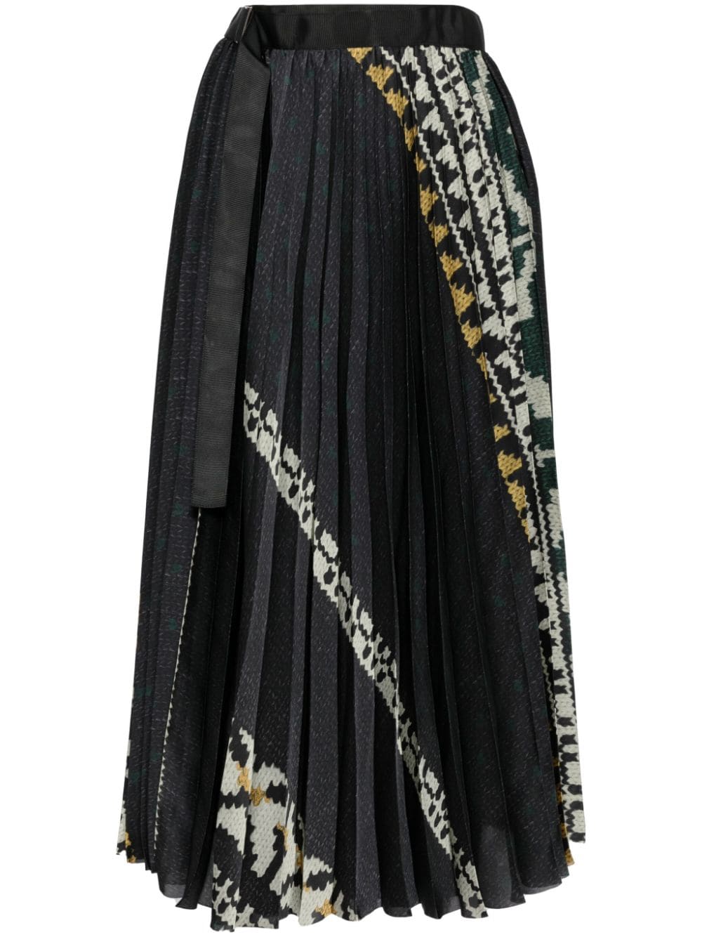 Shop Sacai Pleated Skirt In Black