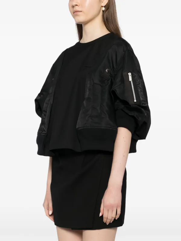 sacai 黒 パフスリーブ Tシャツ Sacai パフスリーブ Tシャツ | ブラック | FARFETCH JP