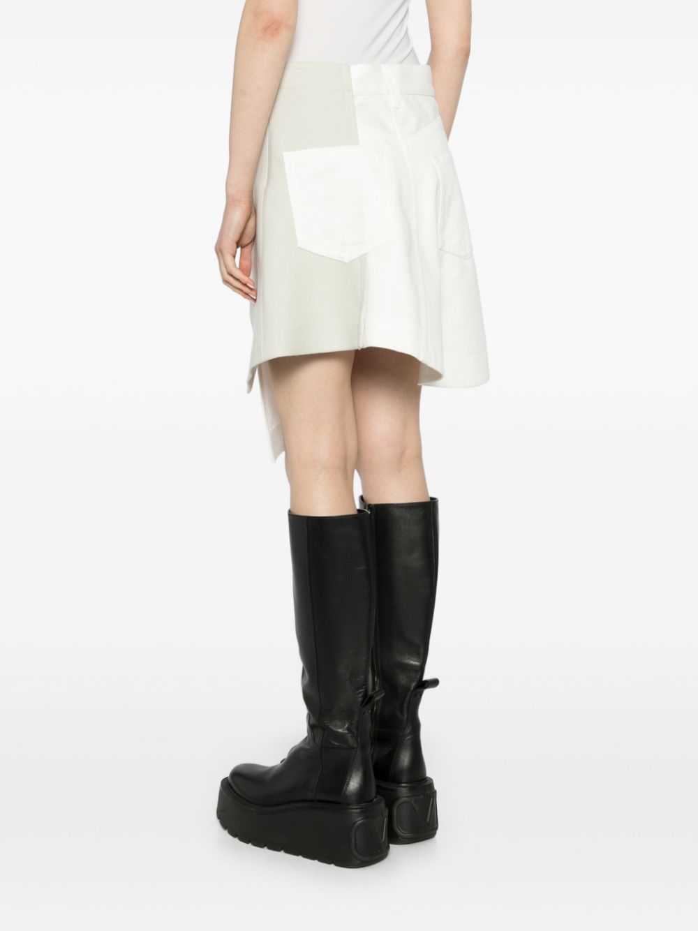 Shop Sacai Asymmetric Denim Skirt In White