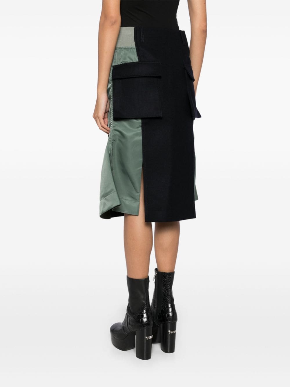 Shop Sacai Patch-design Midi Skirt In Blue