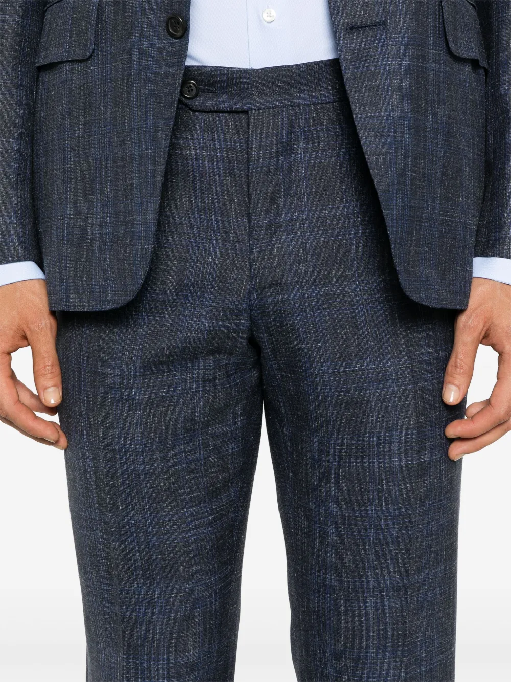Check-Pattern Single-Breasted Suit