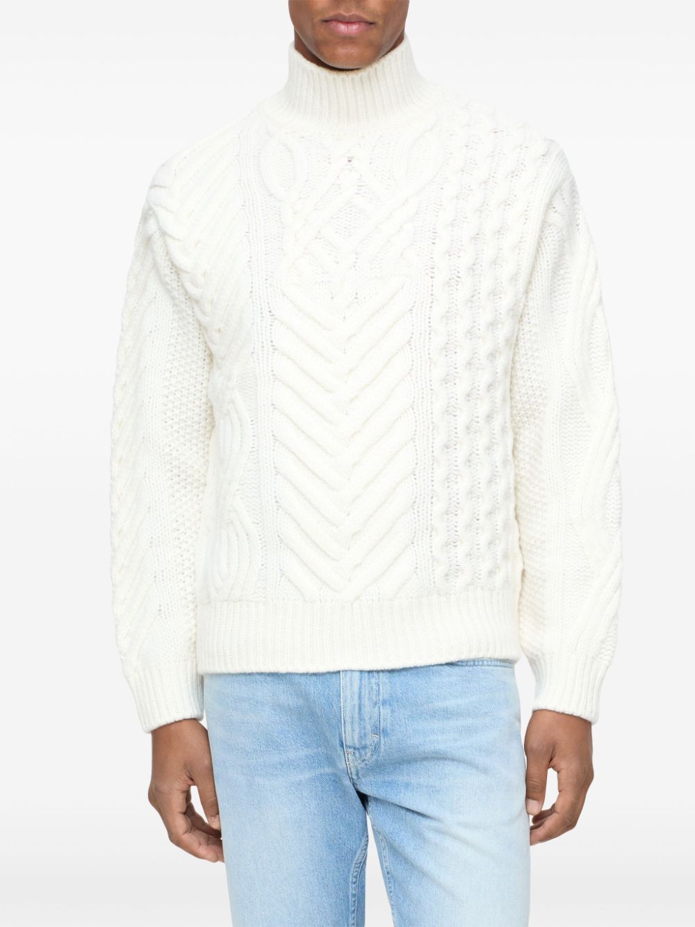 Closed cable-knit jumper - Wit