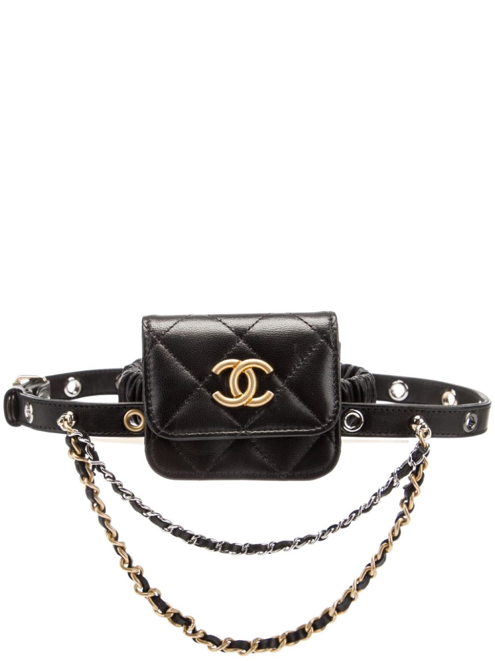 CHANEL Pre-Owned 2021 CC diamond-quilted garter bag – Black