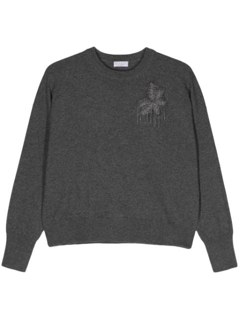 Brunello Cucinelli floral-applique cashmere jumper Women