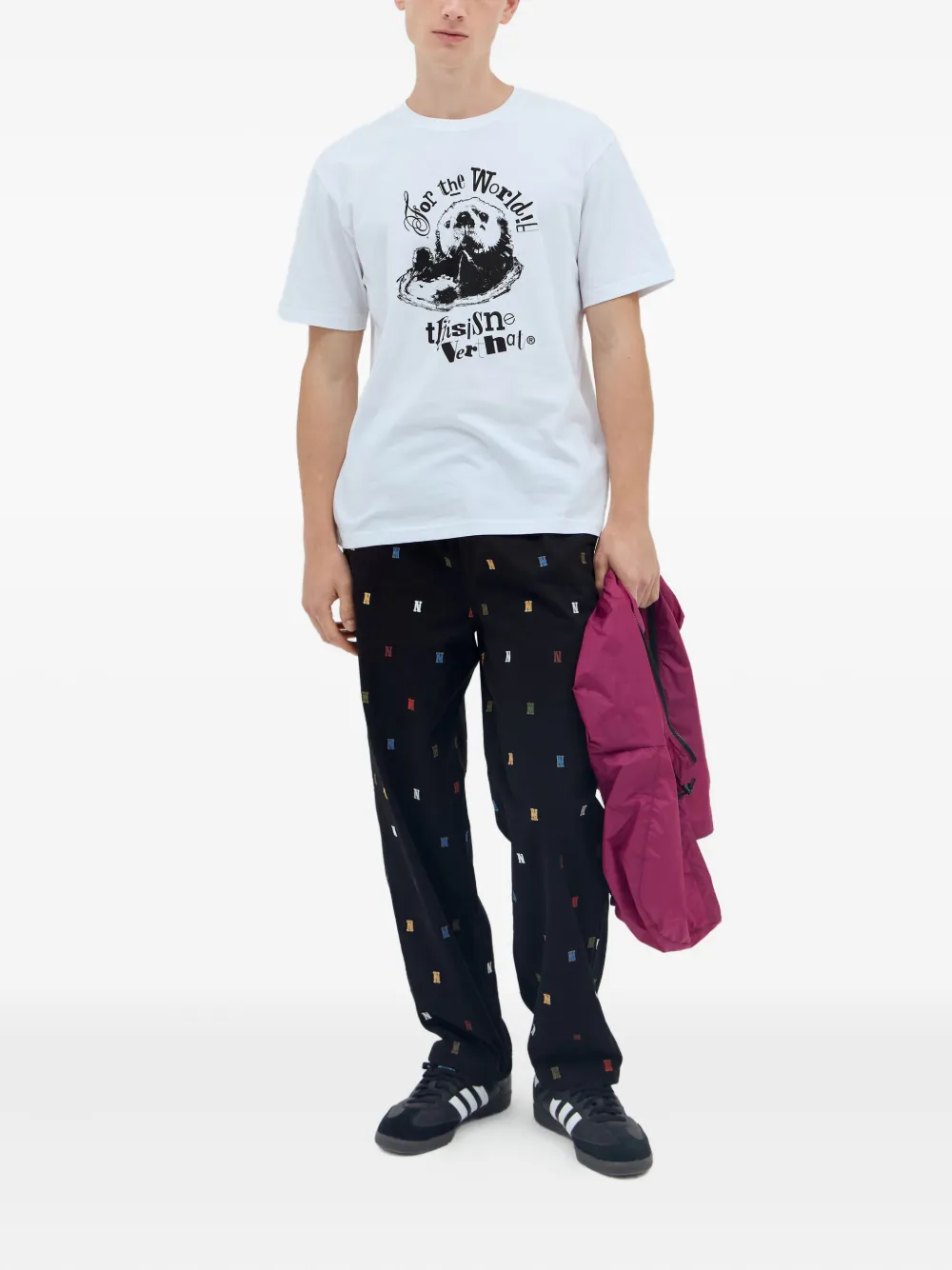 This Is Never That otter-print T-shirt Wit