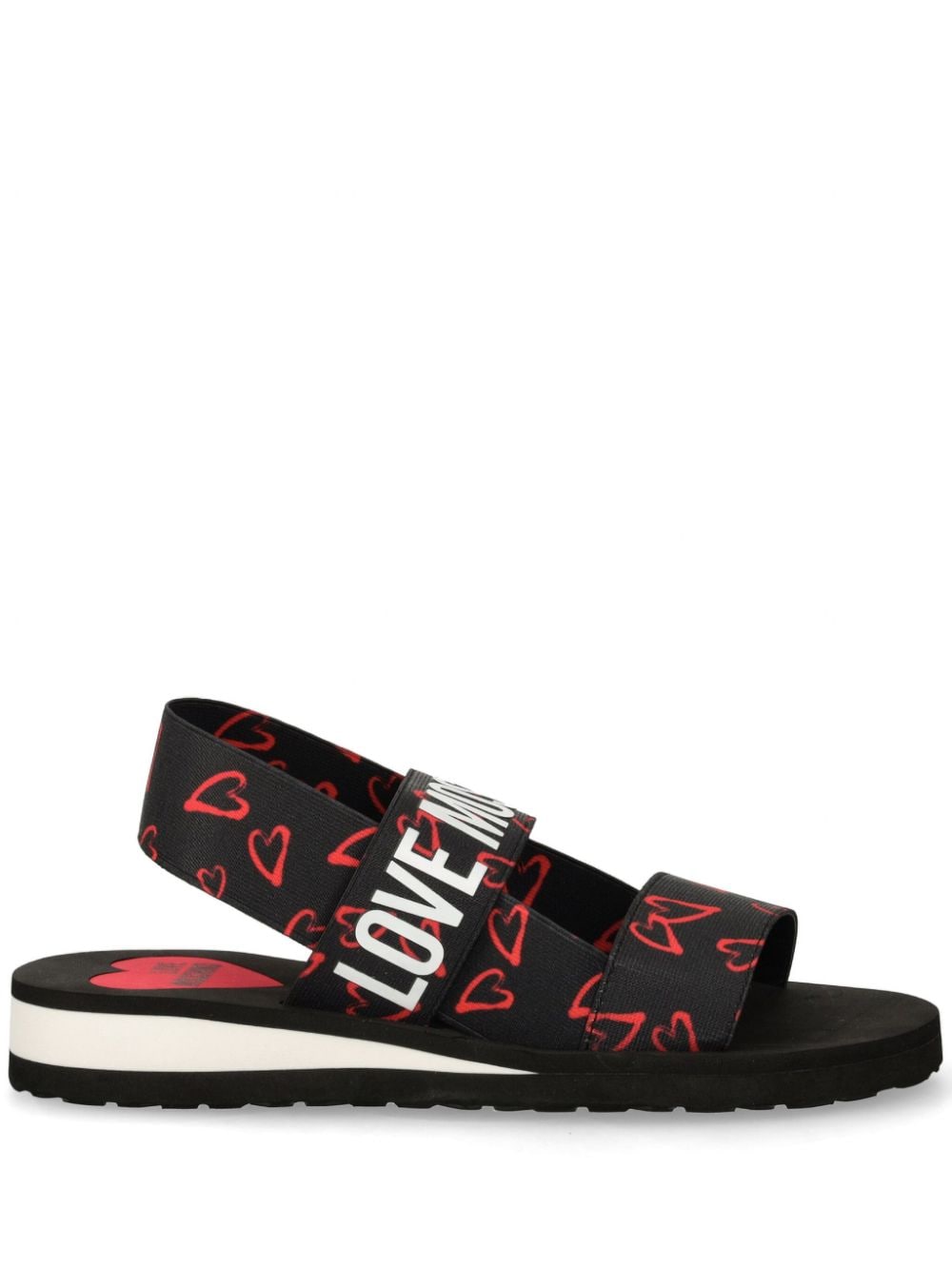 Shop Love Moschino Logo-print Sandals In 黑色