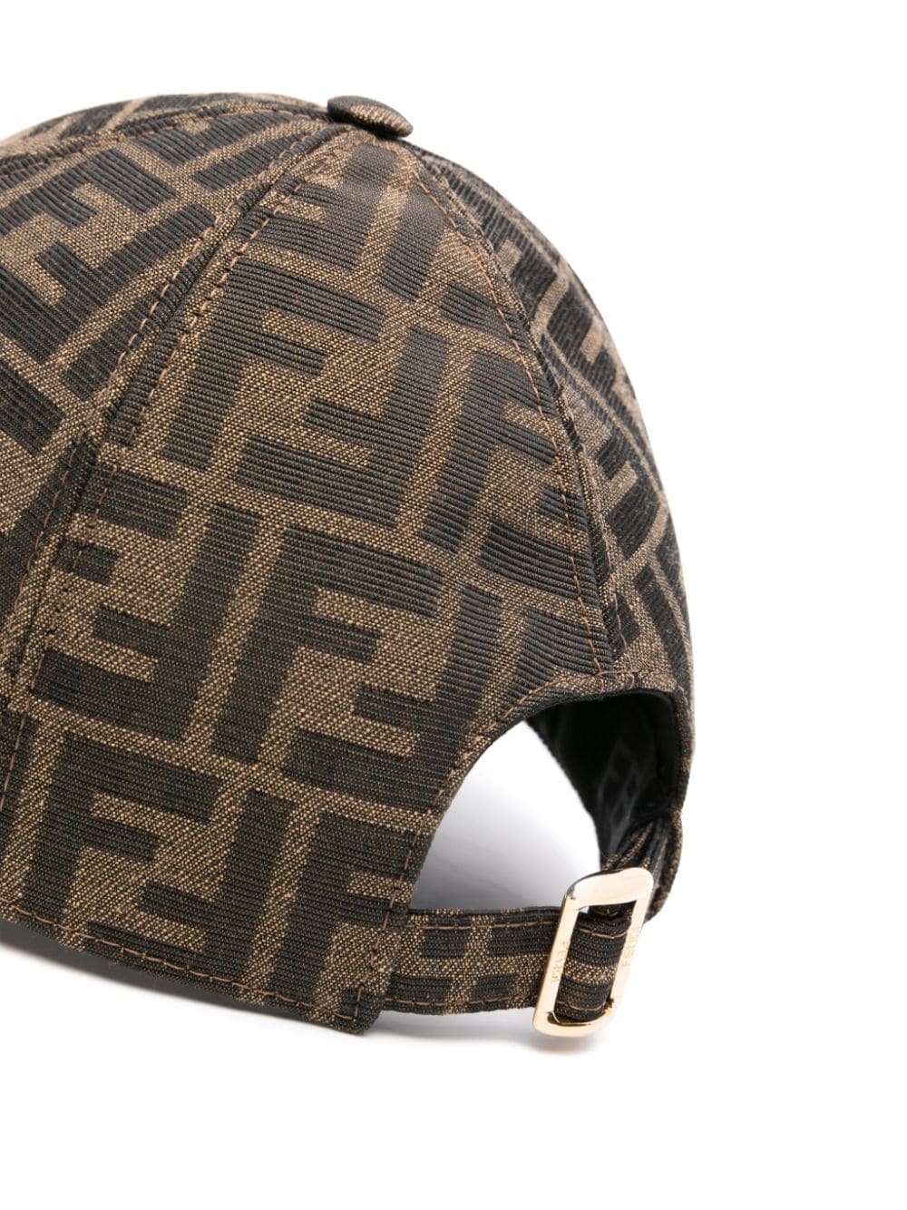 Shop Fendi Ff-jacquard Leather-trim Cap In Brown