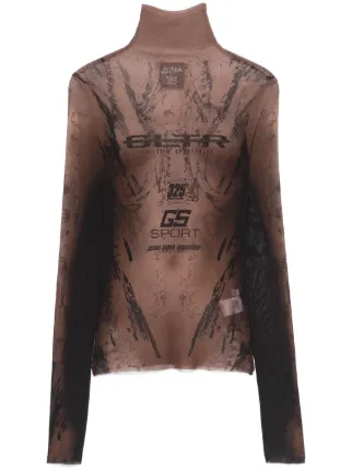 Jean Paul Gaultier x Shayne Oliver Mesh Long Sleeves Top Printed City