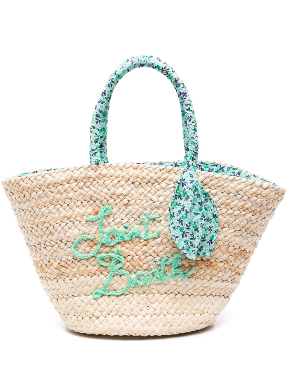 MC2 Saint Barth Kylie floral-print straw beach bag - Neutrals