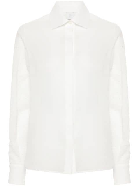 Eleventy embroidered semi-sheer shirt 