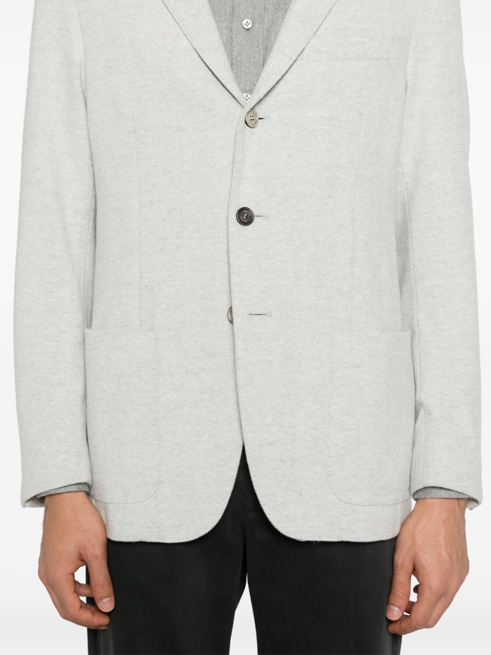 Shop Eleventy Herringbone Single-breasted Blazer In Grey