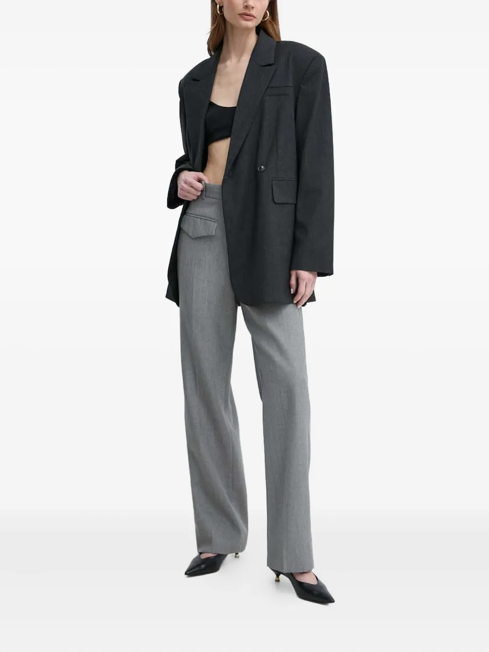 Victoria Beckham flap-pocket trousers - Grijs