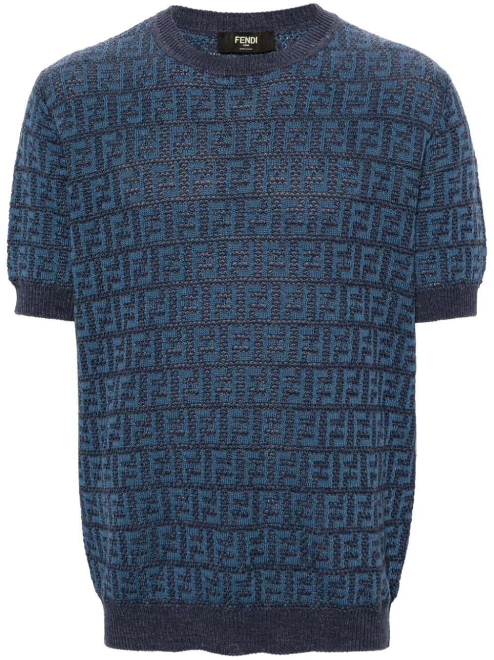 Fendi Ff-jacquard Knitted Jumper In Blue