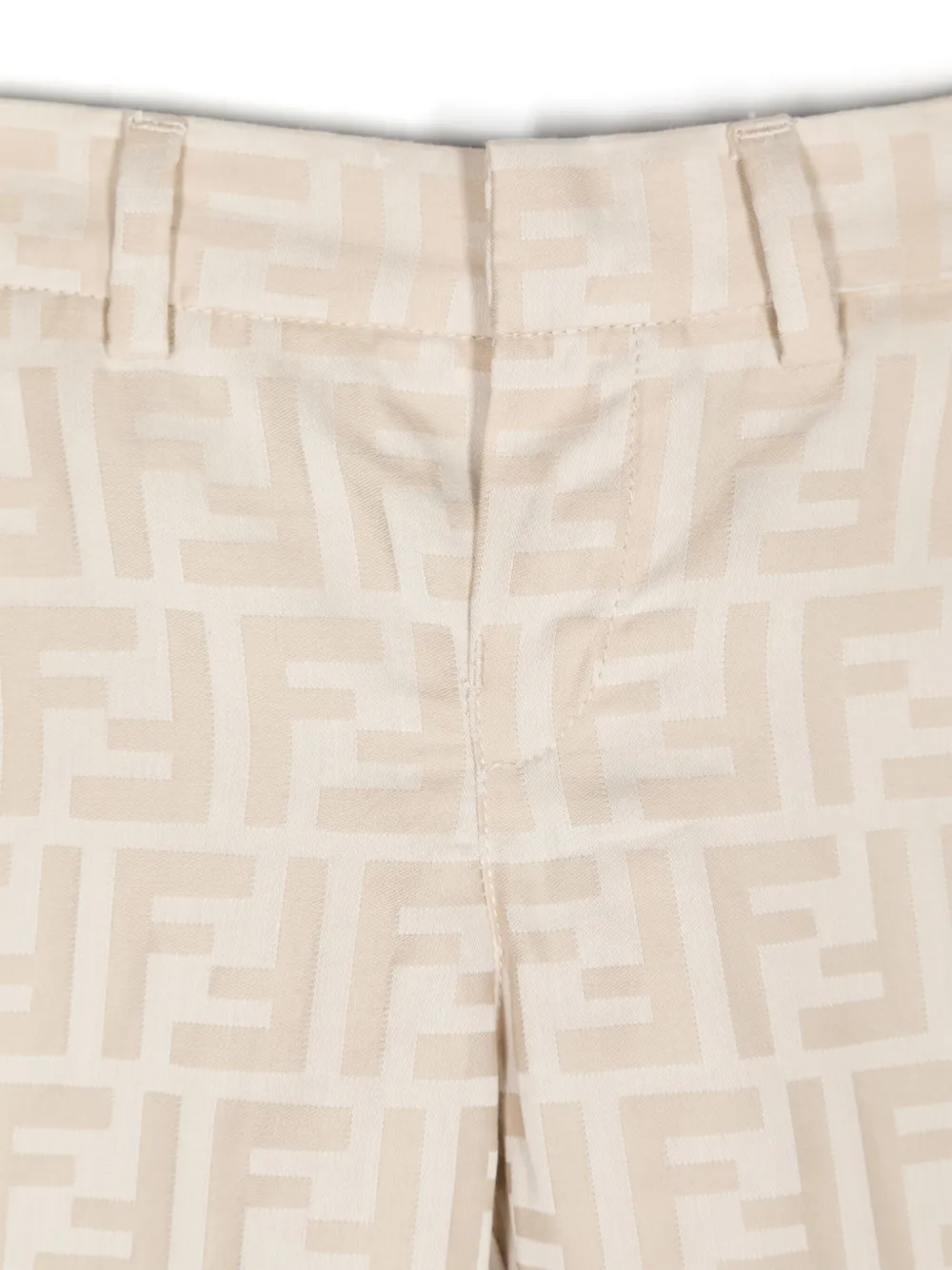 Fendi Kids Katoenen broek met FF-patroon Beige
