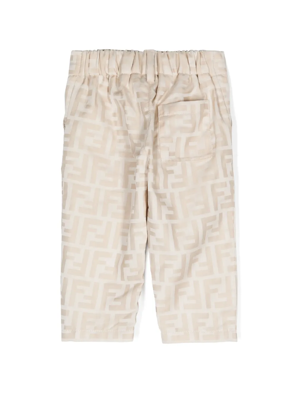 Fendi Kids Katoenen broek met FF-patroon Beige
