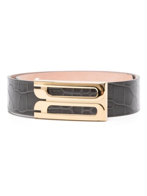 Victoria Beckham logo-buckle snakeskin-effect belt