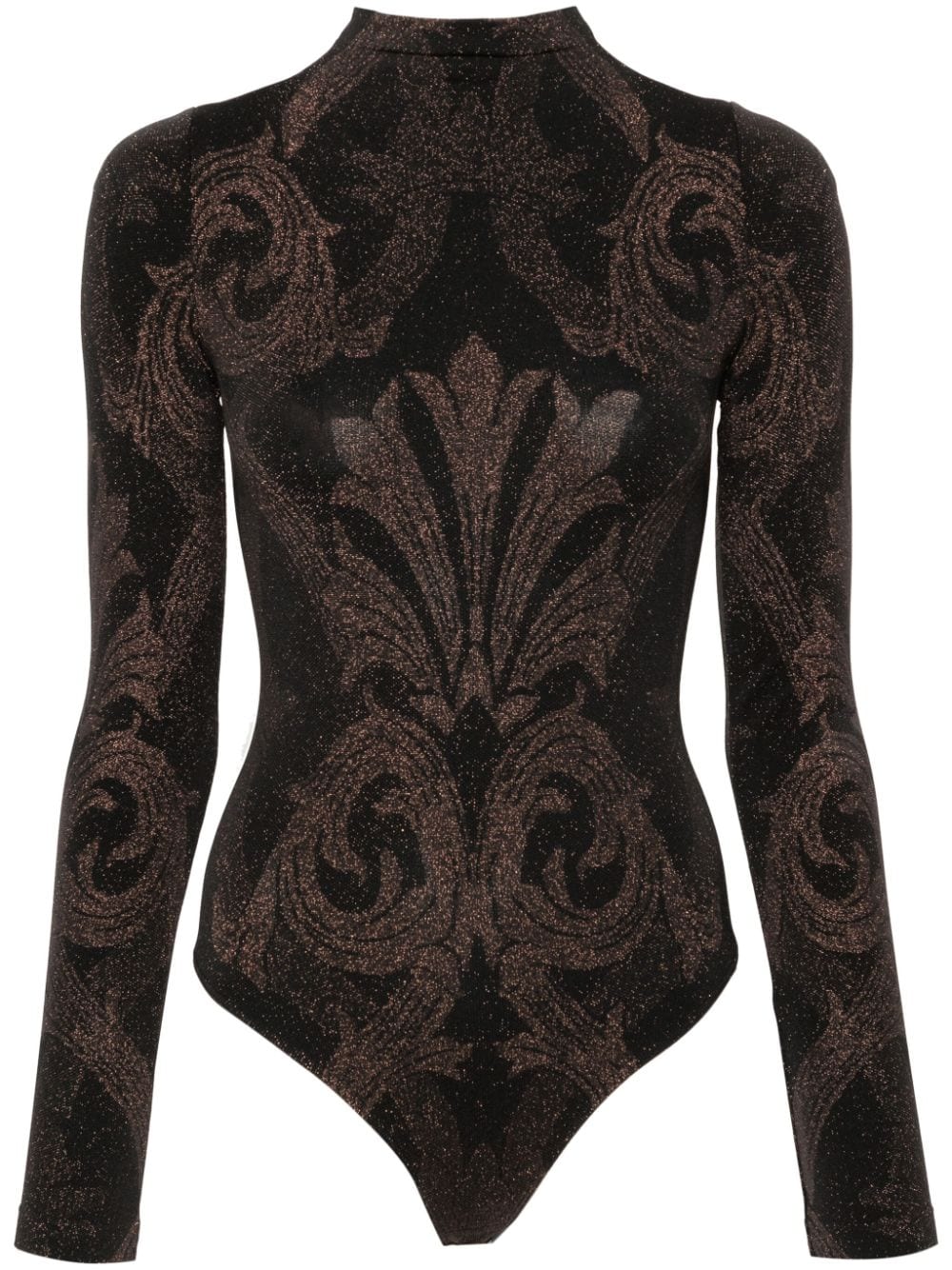 Shop Wolford Floral-jacquard Metallic Bodysuit In Black