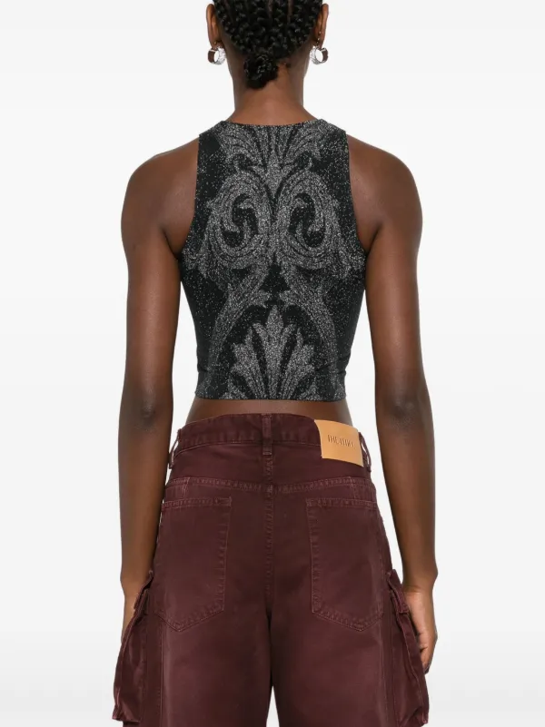 Tシャツ・カットソー Etro Cropped Top With Intricate Pattern ETRO abstract-print Velvet Crop Top | Blue | FARFETCH