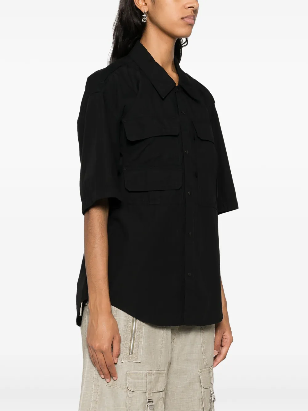 Shop Lemaire Reporter Cotton Shirt In Black