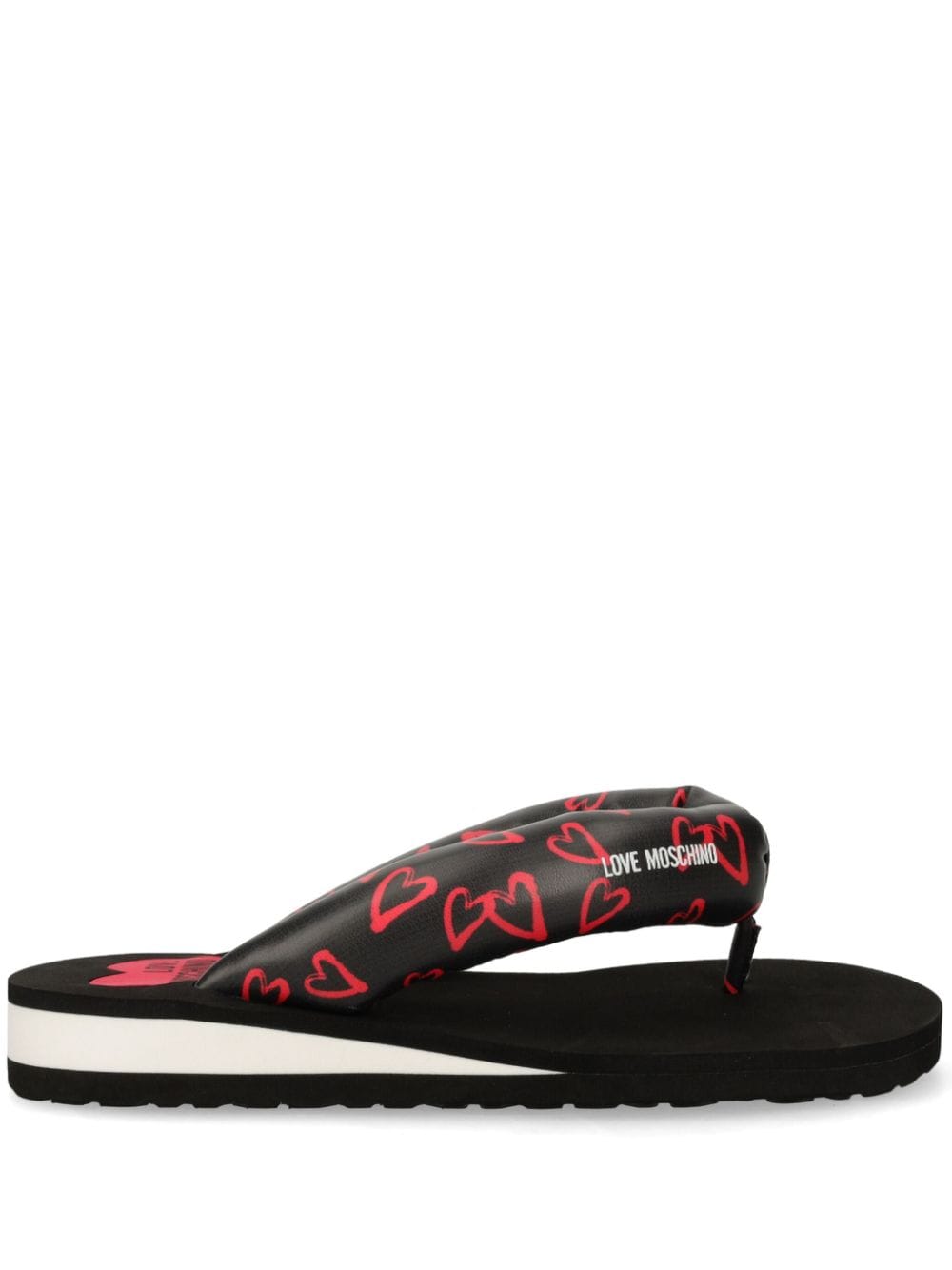 Love Moschino heart-print flip flops - Black