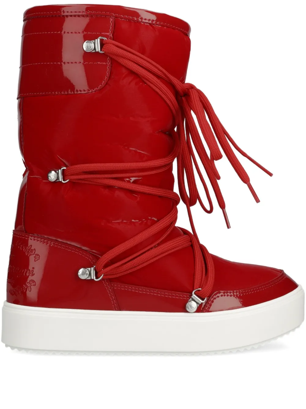 Chiara Ferragni Logo-debossed Lace-up Snow Boots In Red