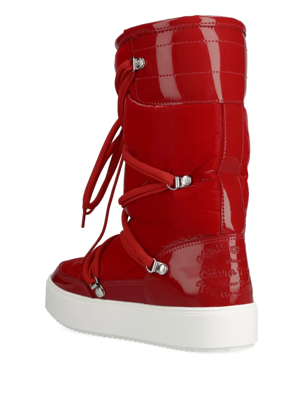 Chiara Ferragni Logo-debossed Lace-up Snow Boots In Red