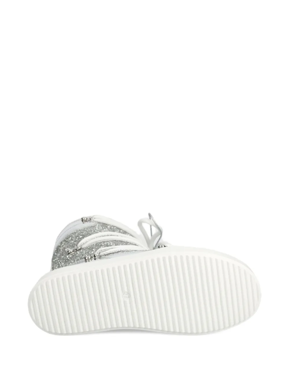 Chiara Ferragni Glitter Lace-up Snow Boots In Silver