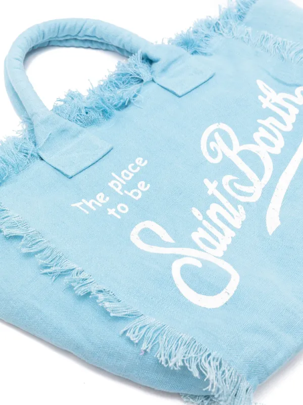 MC2 Saint Barth Large Vanity Linen Tote Bag | Blue | FARFETCH