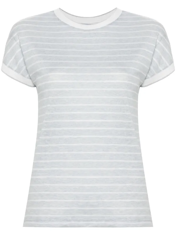 Eleventy Striped Crew Neck T-shirt in Blue
