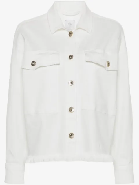 Eleventy fringe twill shirt