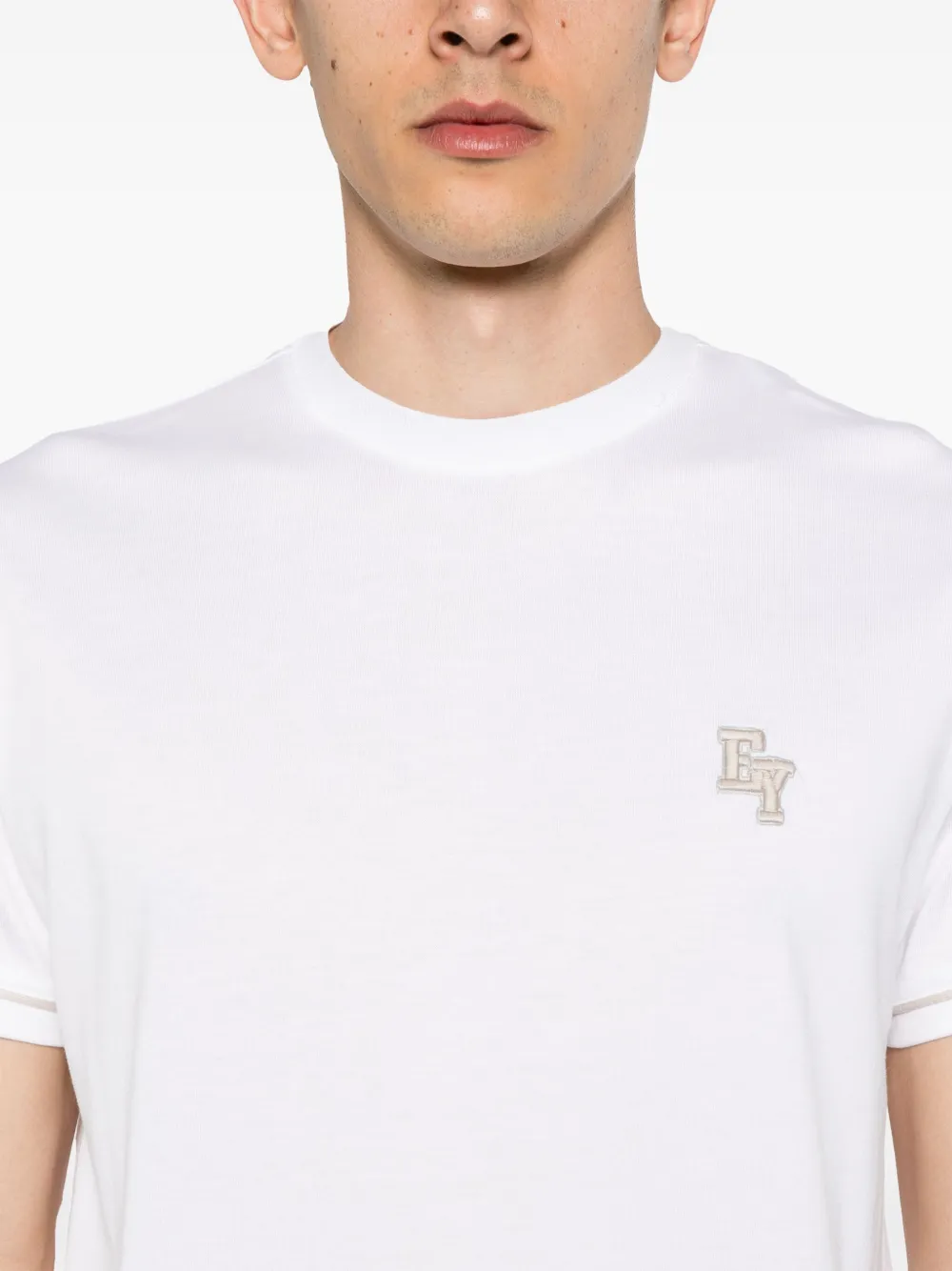Eleventy T-shirt met geborduurd logo Wit