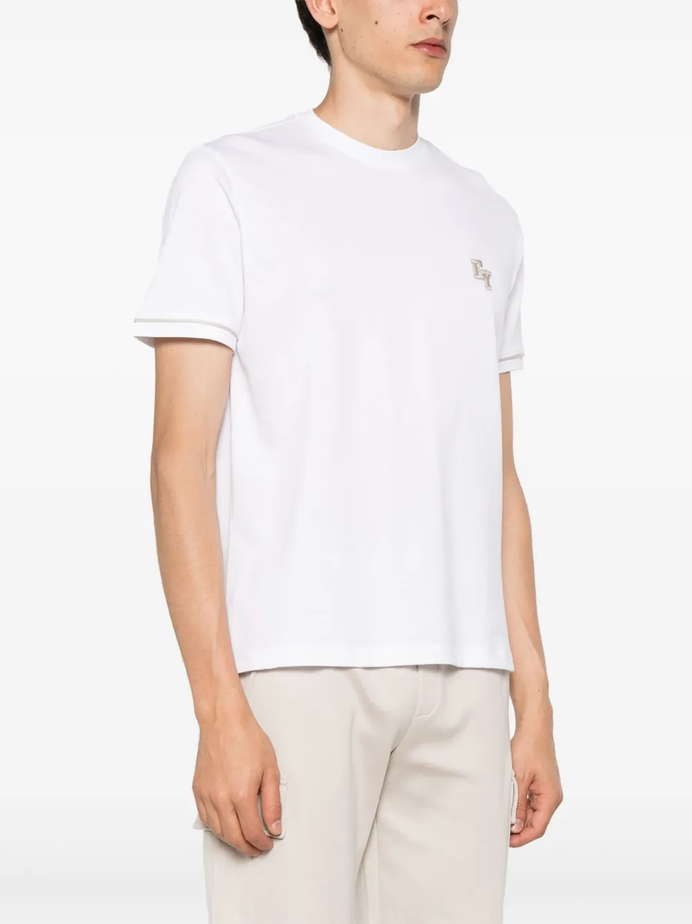 Eleventy T-shirt met geborduurd logo Wit