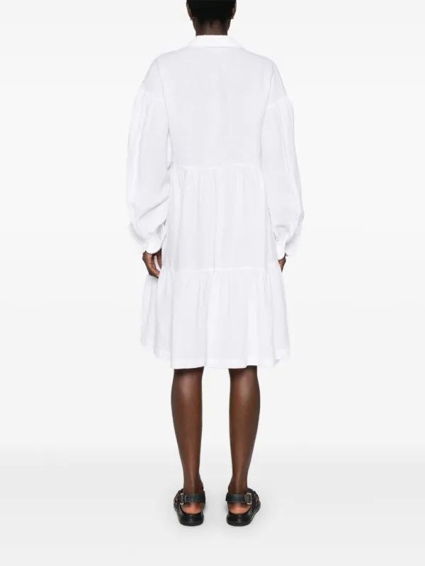 knee length dresses for ladies Brooke gauze linen tiered dress white – NRBY Clothing main image 0