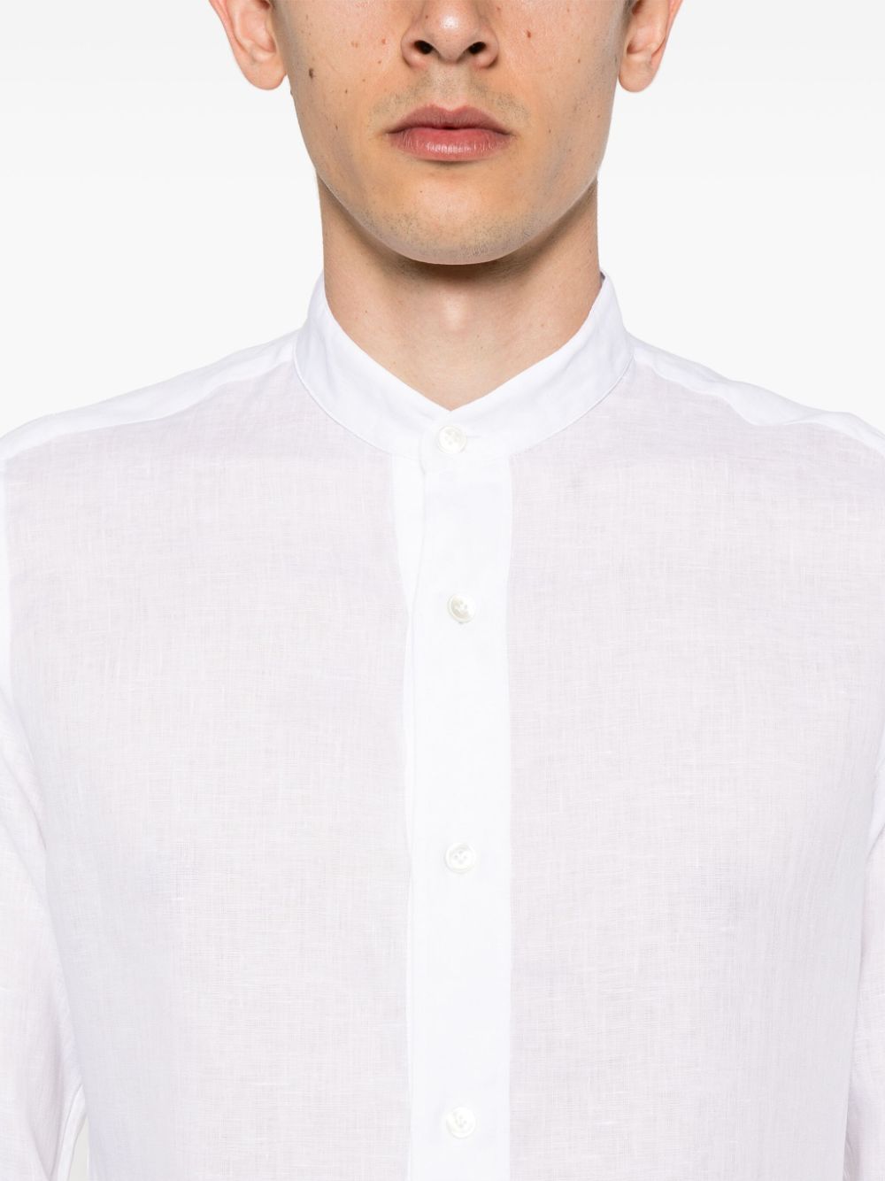 Shop Eleventy Slub-texture Linen Shirt In White