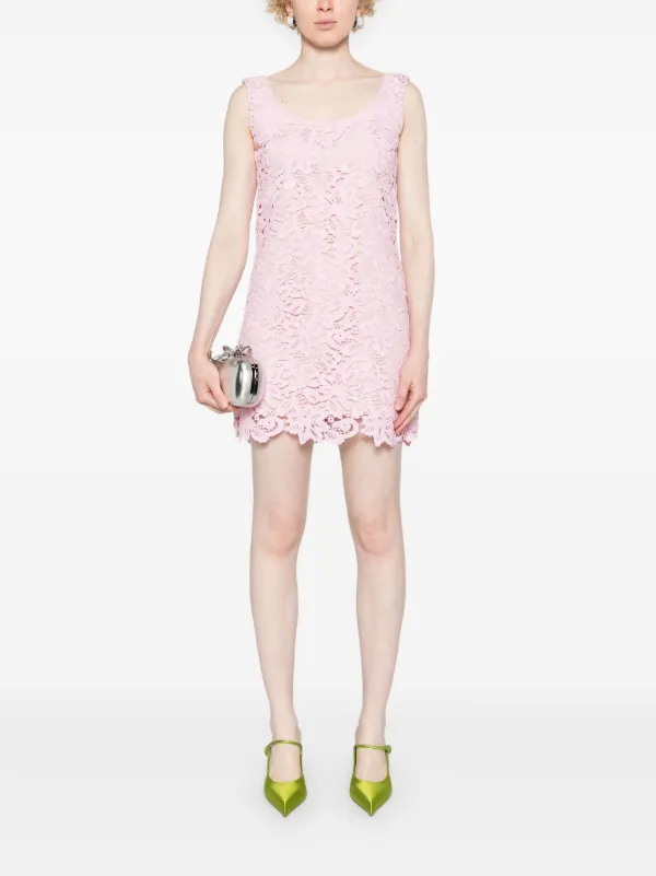 ◆SELF PORTRAIT 最新作◆Cotton Guipure ミニ シャツ ドレス◆ Self-Portrait guipure-lace Sleeveless Minidress | Pink