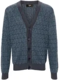 FENDI FF-jacquard knitted cardigan - Blue