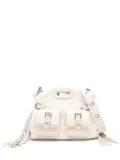 Maje mini Miss M faux-fur pocket bag - White
