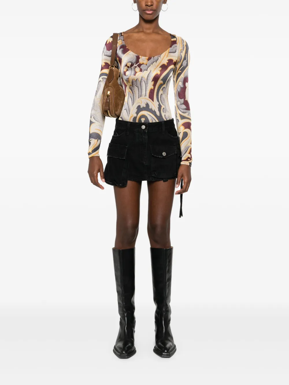 Wolford x ETRO body met paisley-print - Grijs