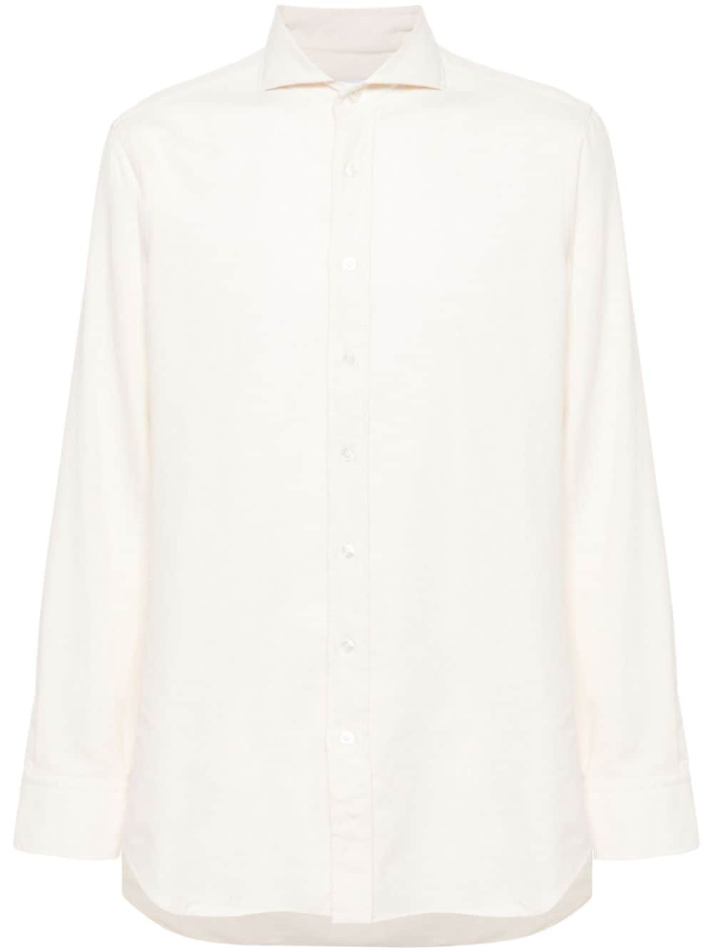 Lardini Cutaway-collar Flannel Shirt In White