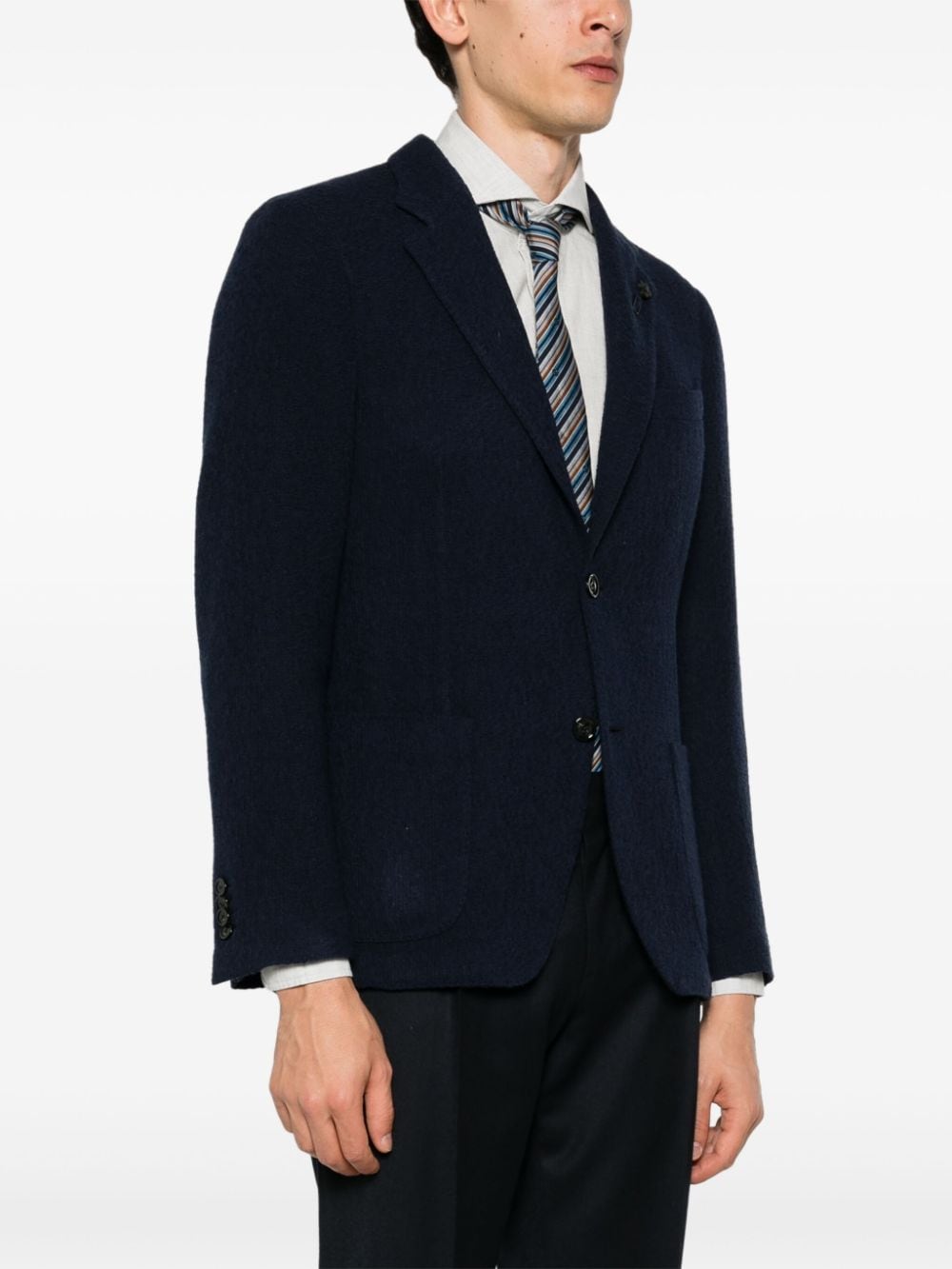 Shop Lardini Knitted Single-breasted Blazer In 蓝色