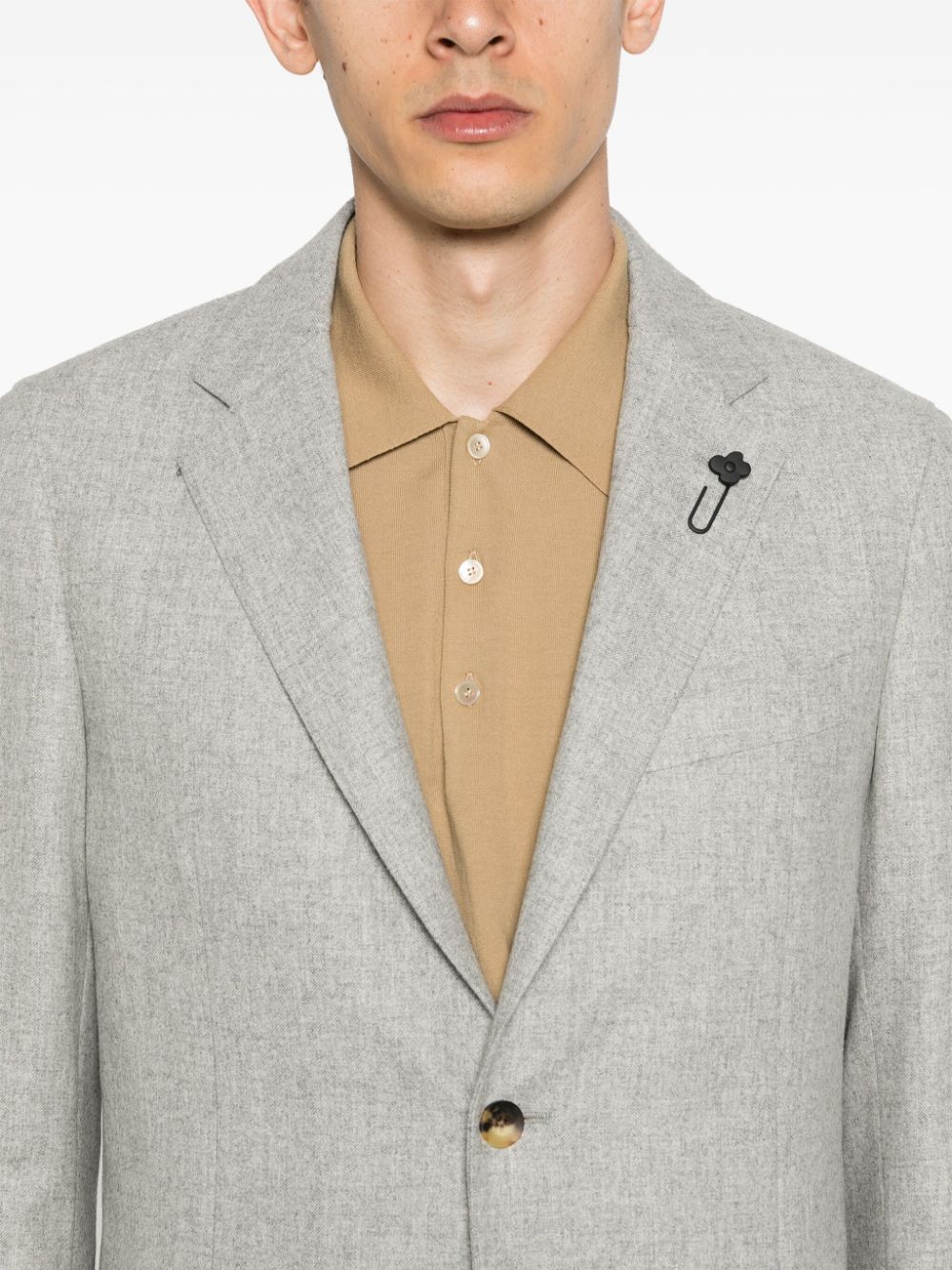 Shop Lardini Single-breasted Blazer In Grey