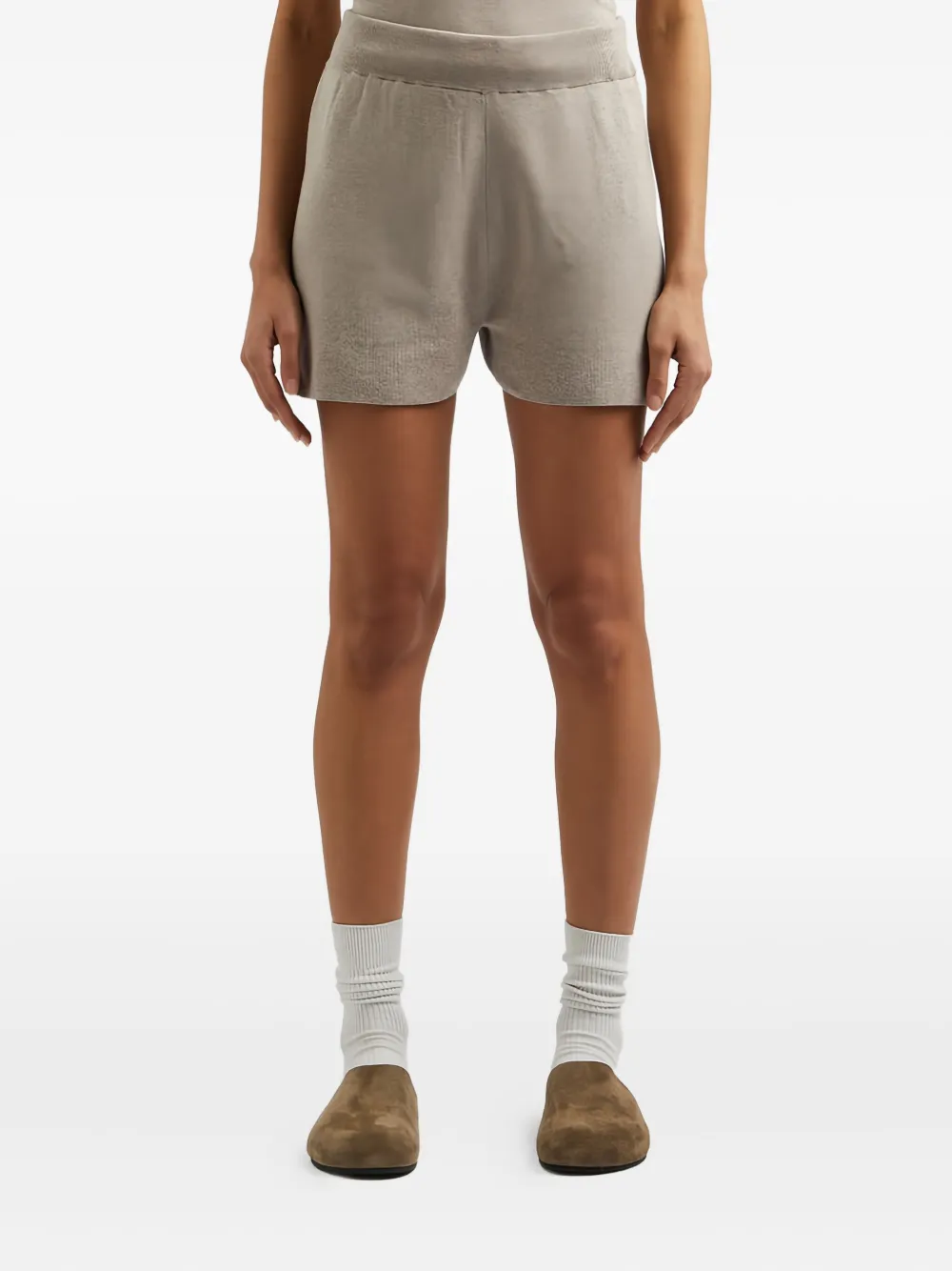 extreme cashmere Gebreide shorts met elastische taille Beige