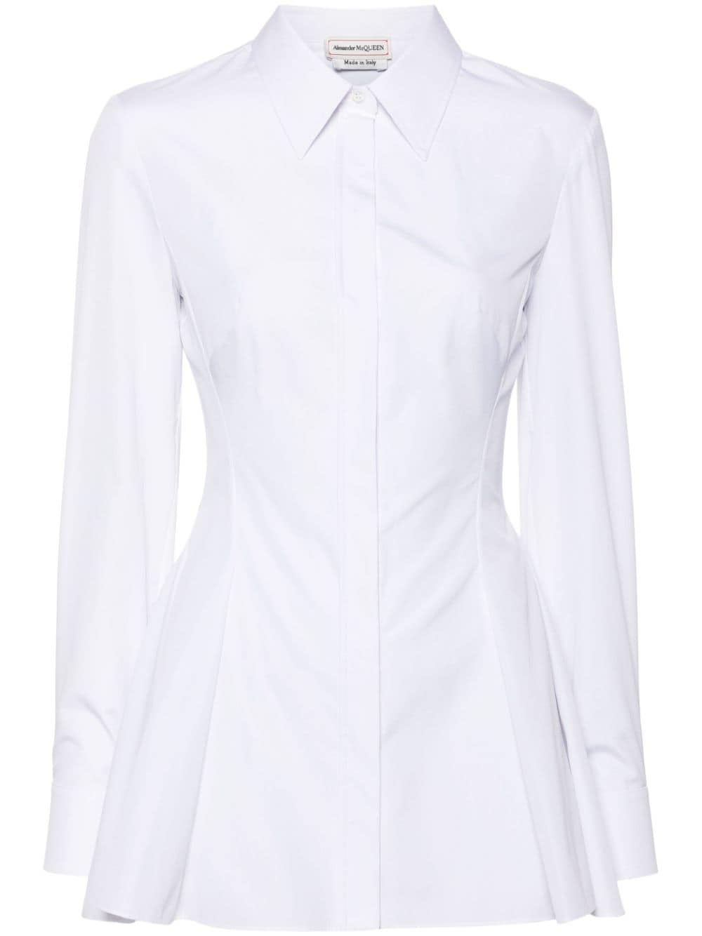 Shop Alexander Mcqueen Pleat-detail Cotton Shirt In White